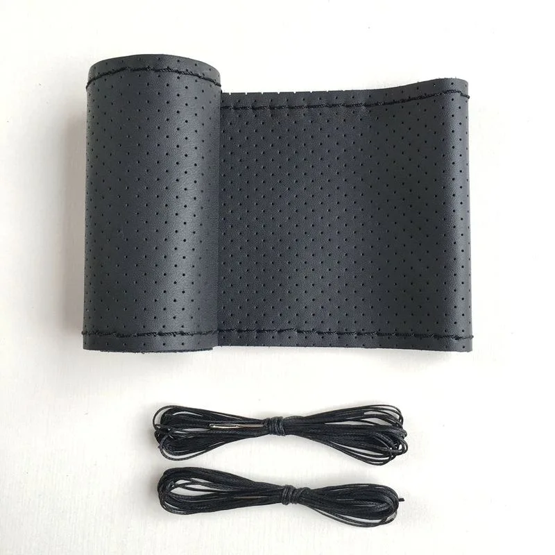 Steering Wheel Cover PU Leather Steering Wheel Cover Anti-Slip Braiding Cover For Steering Wheel Cowhide 37cm-38cm Protector