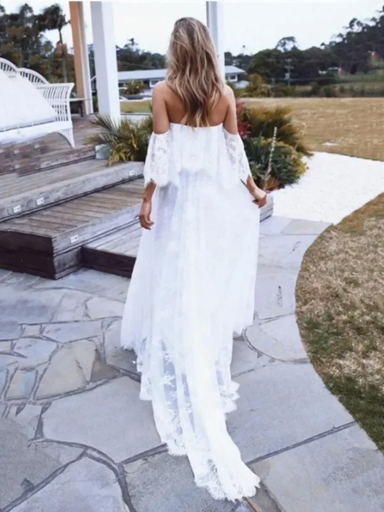 

Off Shoulder Sexy Tailing Dresses Maternity Summer Photo Photography Prop White Eyelash Lace Maxi Gown Women Pregnancy Clothes