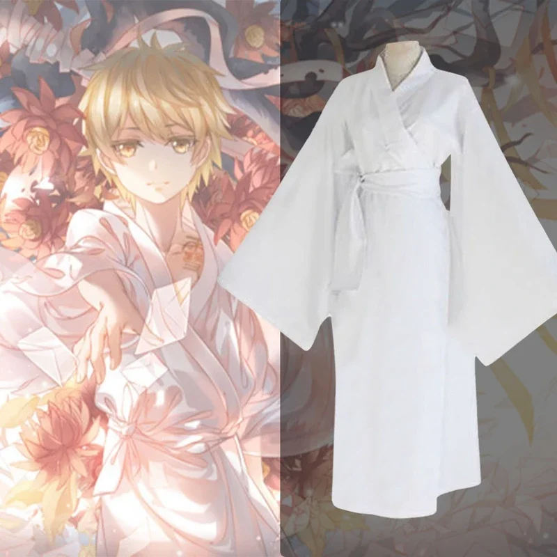 

Unisex Animal Noragami Yukine Cosplay costume White Dress Japanese Kimono Halloween Carnival Party Outfit for Women Mens S-XXL