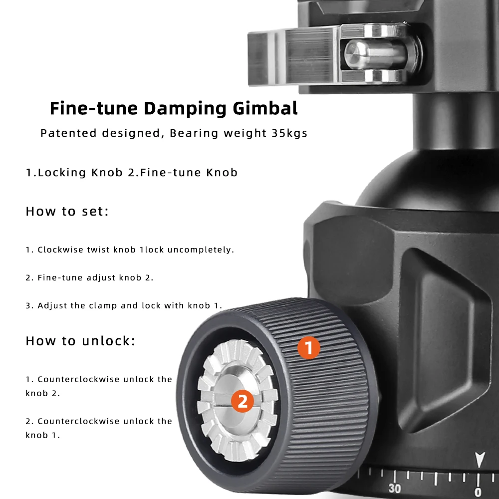 XILETU Aluminum Alloy Ball Head for Shooting Tripod Compatible with Arca Swiss and Picatinny for Hunting and Photography tripod ball head cold shoe ball head
