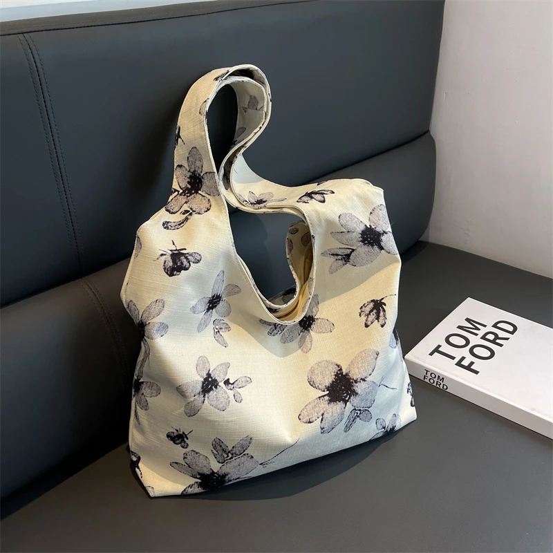 

Women's Bag 2023 High Quality Large Capacity Shoulder Bag Fashion Simple Vegetable Basket Bag Printed Zipper Casual Bag