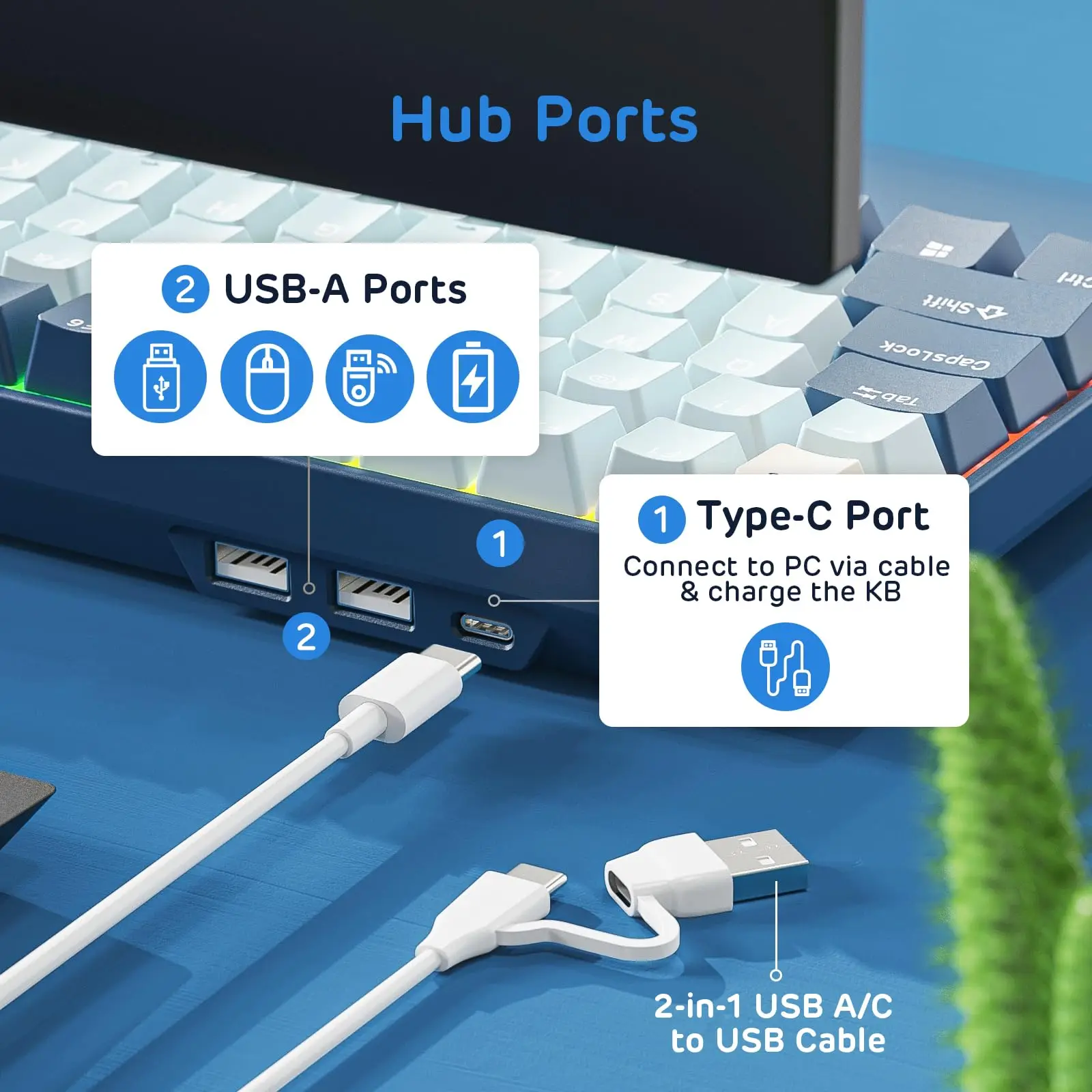 Фото RK ROYAL KLUDGE RK96 RGB Три режима BT5.0/2,4G/USB-C Горячая замена механическая клавиатура 96 клавиш Bluetooth Беспроводная игровая клавиатура №4