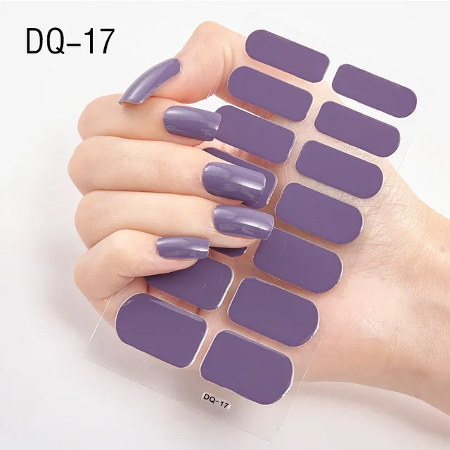 Korean Fashion Colorful 3D Glitter Sequins Nail Art Stickers Manicure DIY Nail Strips Wraps Solid Color DQ-17