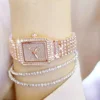 3pcs/set Ladies Watch Luxury Women Watch Crystal Rhinestone Watches Quartz Stainless Steel Strap Wristwatch Square Dial Wrist 4