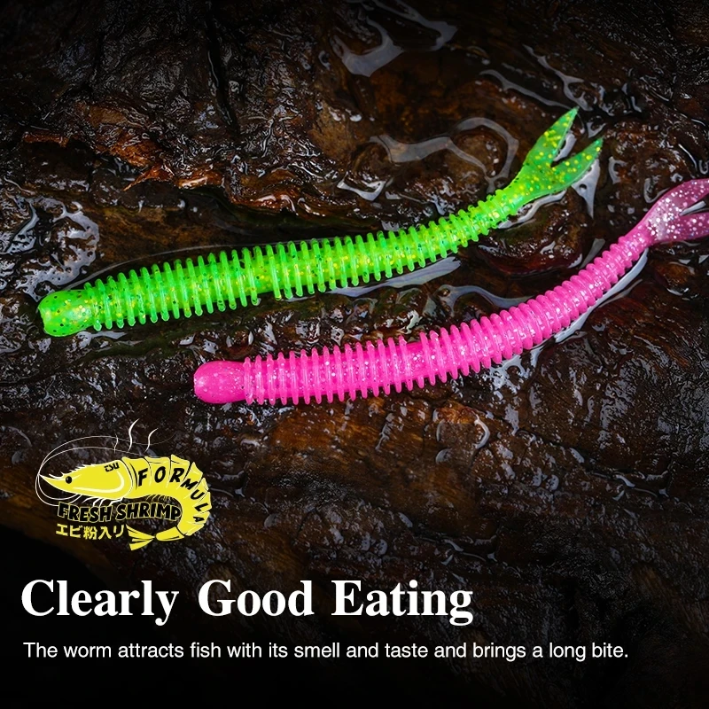 TSURINOYA Floating Soft Bait Fishing Lure FLAME 3.0in 1.8g 72pcs Silicone  Worm Bass Pike Light Game Fishing Rig Tackle Swimbait