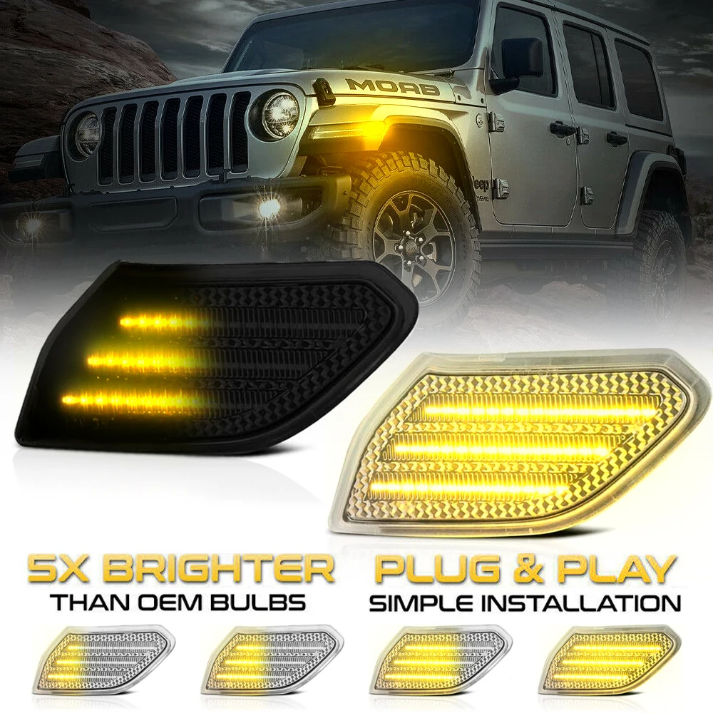 Enquêter de Position Latéral ociamique LED pour Jeep Wrangler JL
