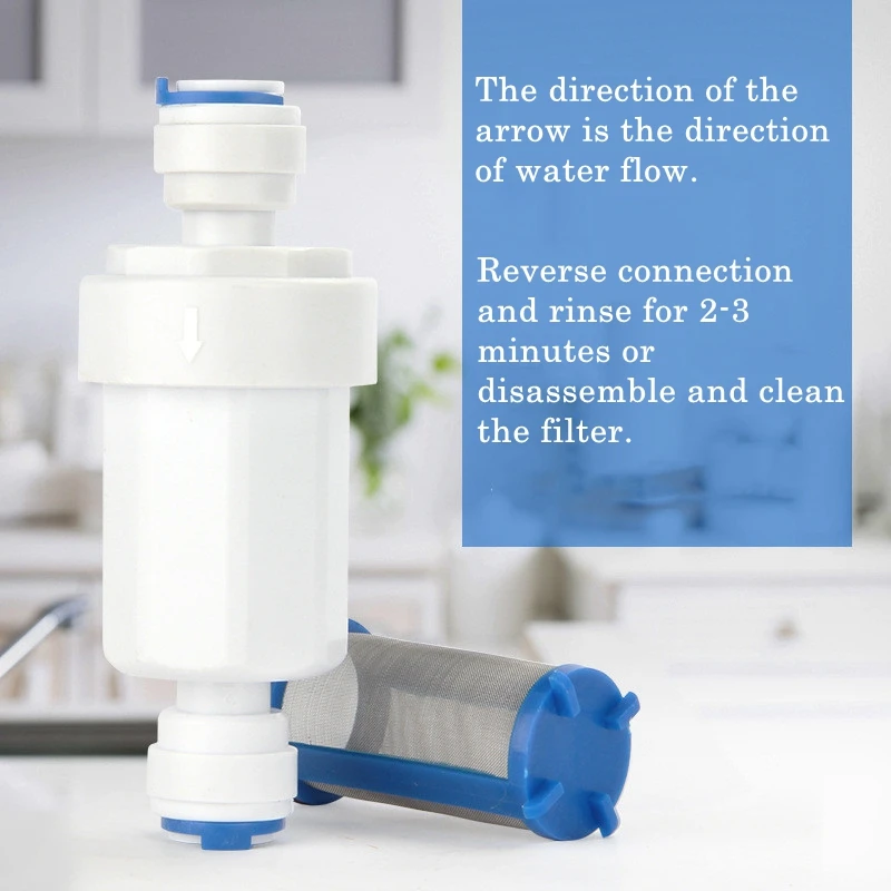 1/4inch Water Purifier Micro Filter Front Stainless Steel Mesh Sediment Particle Filter Removable and Washable