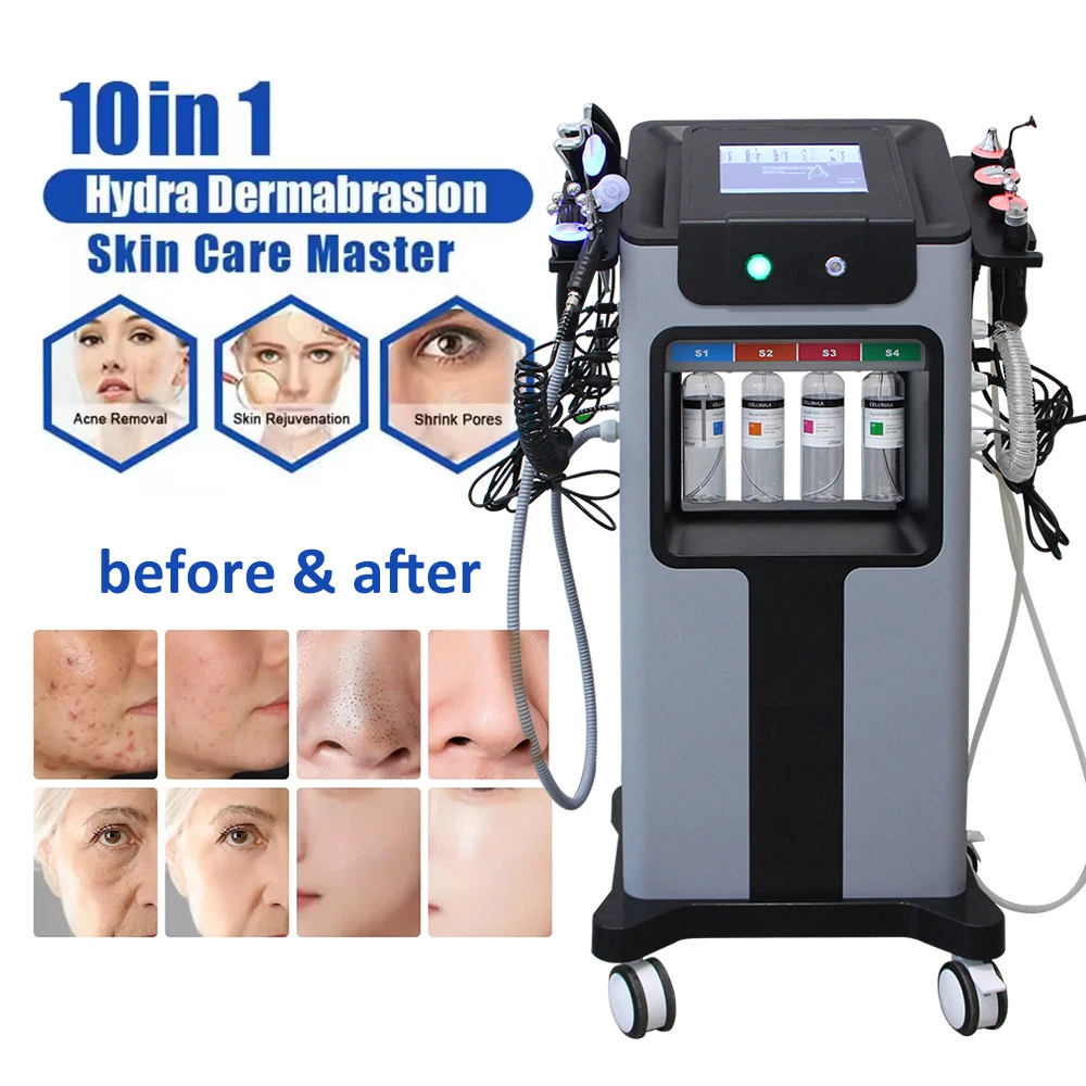 10 in 1 Hydro Dermabrasion Machine Water Jet Auqa Peeling Face Lift Blackhead Remove Beauty Salon Machine Exfoliating Deep Clean facial beauty instrument