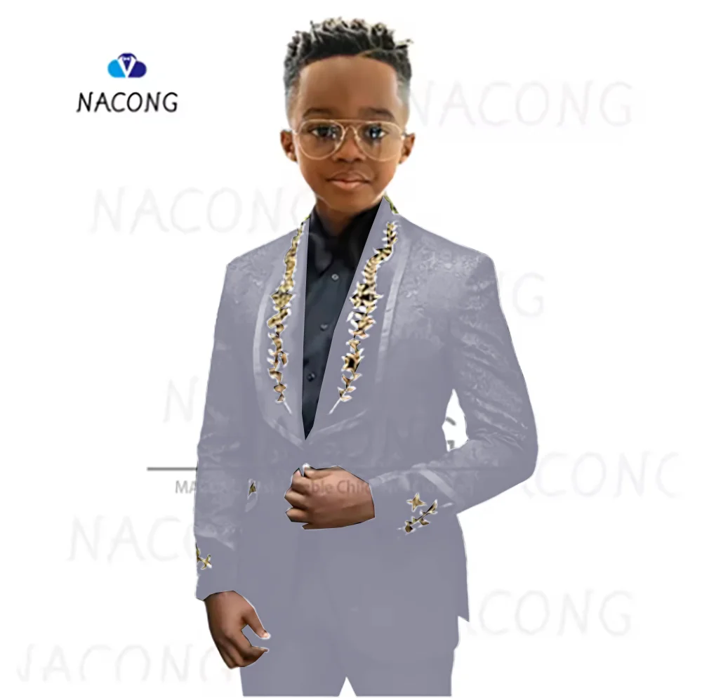 Boys Suit Classic Jacquard Embroidered Tuxedo 2-16 Years Old Weddings Celebrations boys formal suit set