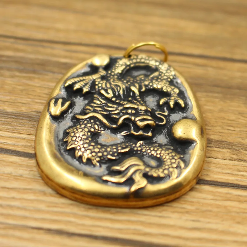 

Pure Brass Dragon Pendant Brass Zodiac Sign Keychain Pendant Figurines Living Room Decoration Home Decor Accessoires Miniatures