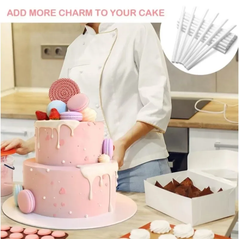 10/24/30/50PCS 계층화 된 케이크 건설 및 스태킹 지원 케이크 라운드 Dowels 빨대에 대 한 흰색 플라스틱 케이크 Dowel 막대