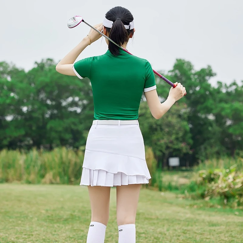 New MG Golf Clothes Women's Suit Short-sleeved T-shirt Top Sports Summer White Skirt Ladies Tennis Jersey Female Golf Outfits