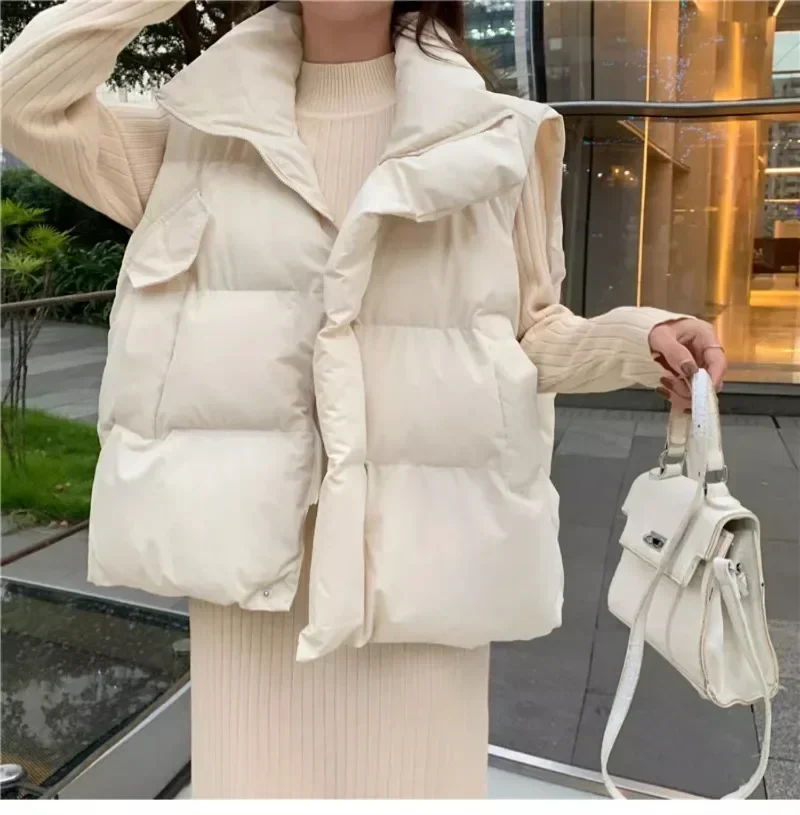 

Down Cotton Vest Women's 2023 New Wide Korean Version Loose Outerwear Jacket Bread Coat Autumn and Winter Sweetheart Coat