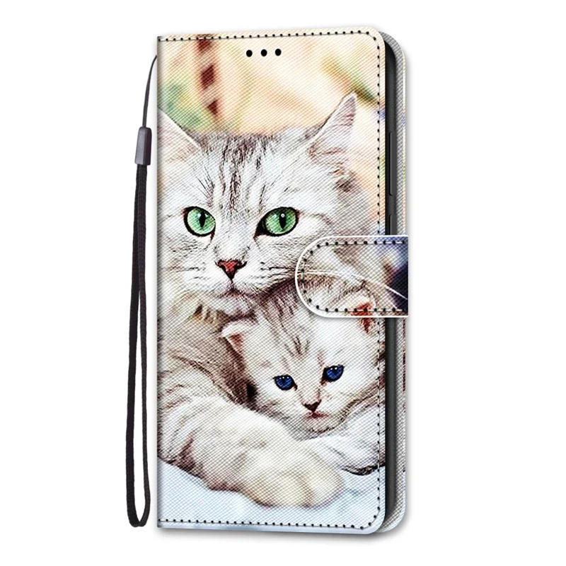 Artistic Cat Tiger Wallet Book Stand Phone Case - Painted Animal Design Cover