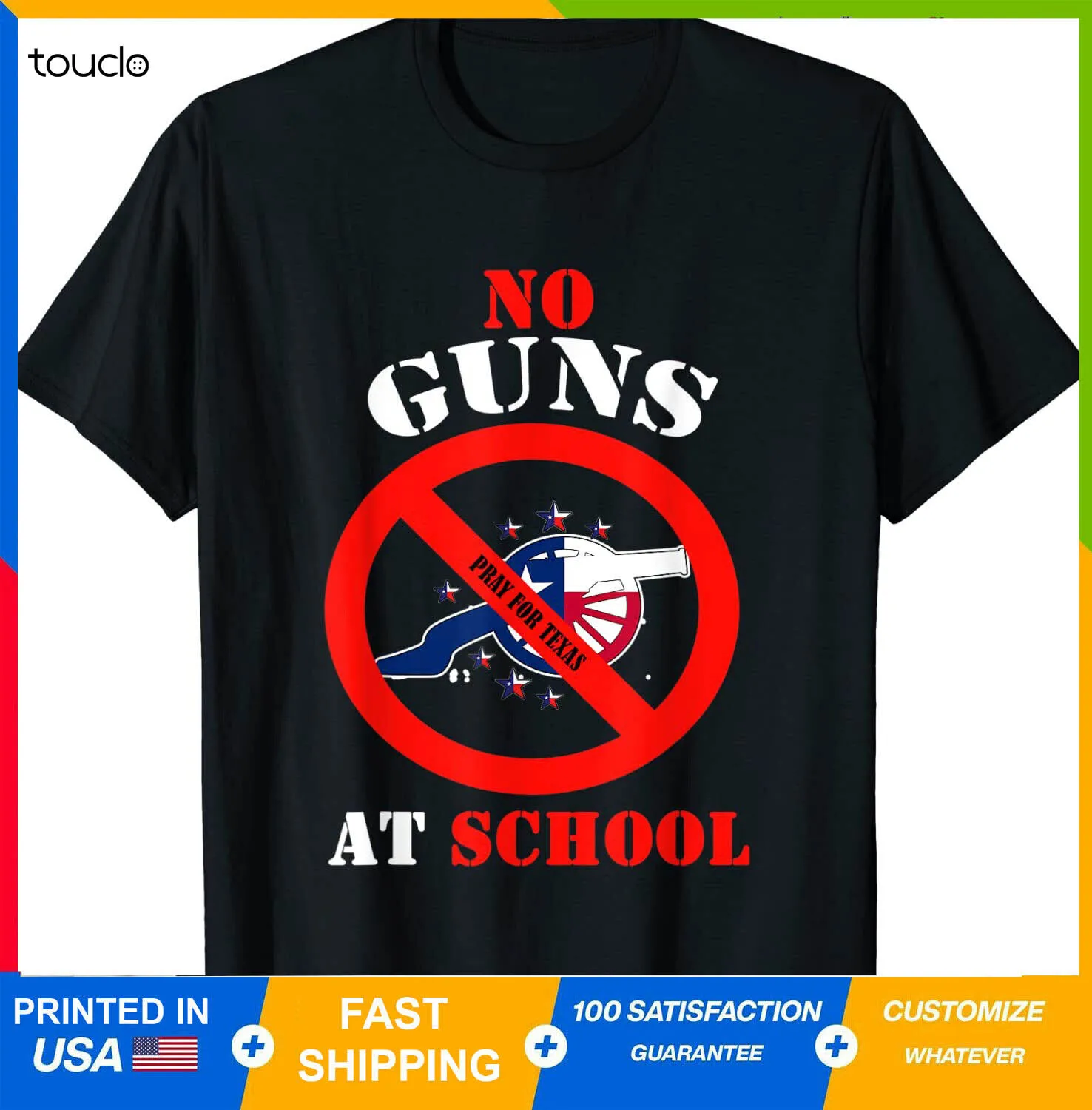 Мужская футболка с надписью «No Guns At School Pray For Texas»