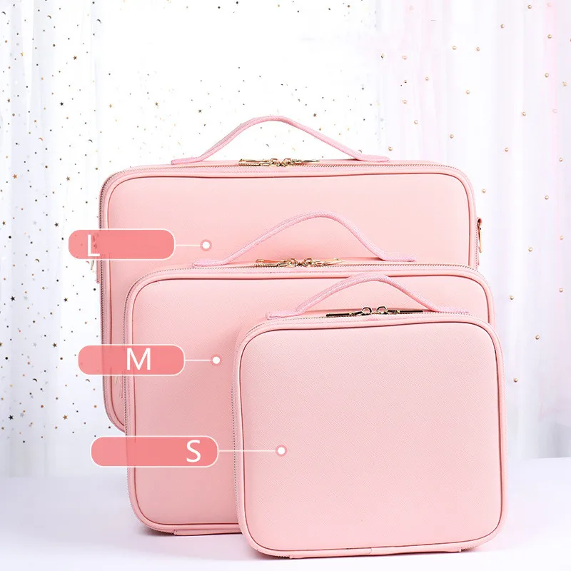 PU Leather Multilayer Clapboard Cosmetic Bag Beauty Salon Tattoo Manicure Toolbox Ladies Cosmetic Storage Bag Large Capacity Bag