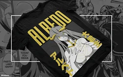 Overlord Anime Graphic Unisex T - shirt Featuring Ainz Ooal Gown & Albedo - XXXL (White)