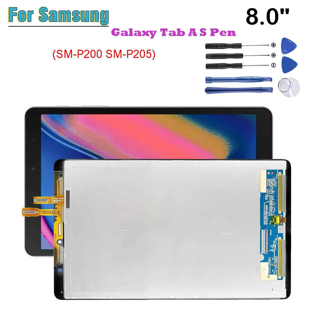 

8" New For Samsung Galaxy Tab A S Pen Wi-Fi 3G SM-P200 SM-P205 P200 P205 LCD Display Touch Screen Digitizer Glass Assembly