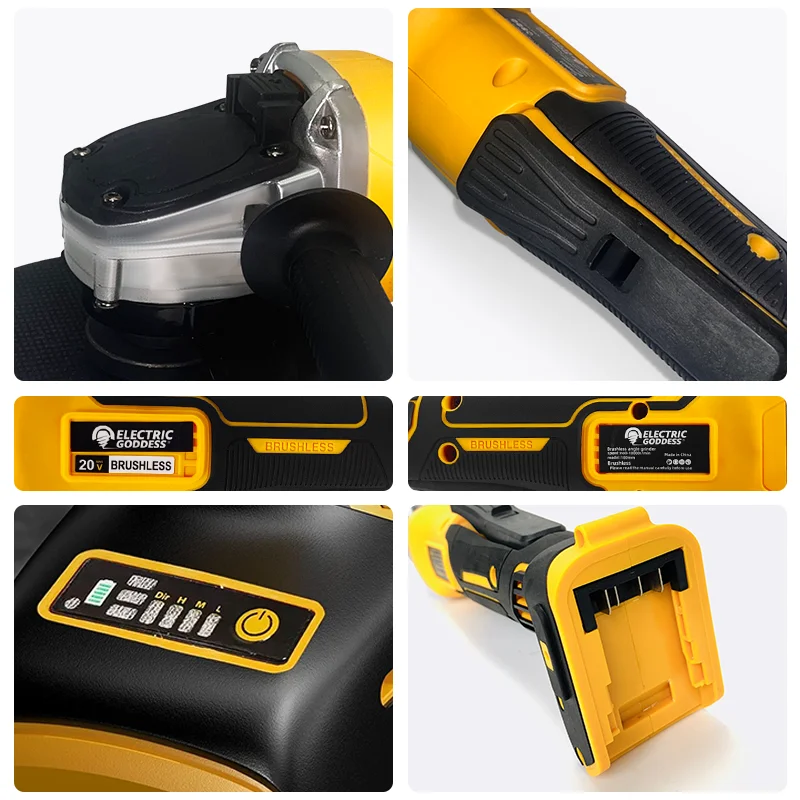 Electric Goddess DCG406 100/125MM Electric Angle Grinder Brushless Motor Metal/Wood Cutting Power Tool For Dewalt 20V Battery 6