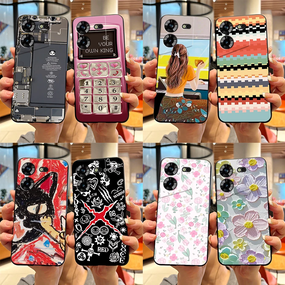 Stylish Black Silicone Phone Case with Pattern - Slim and Soft  Cover