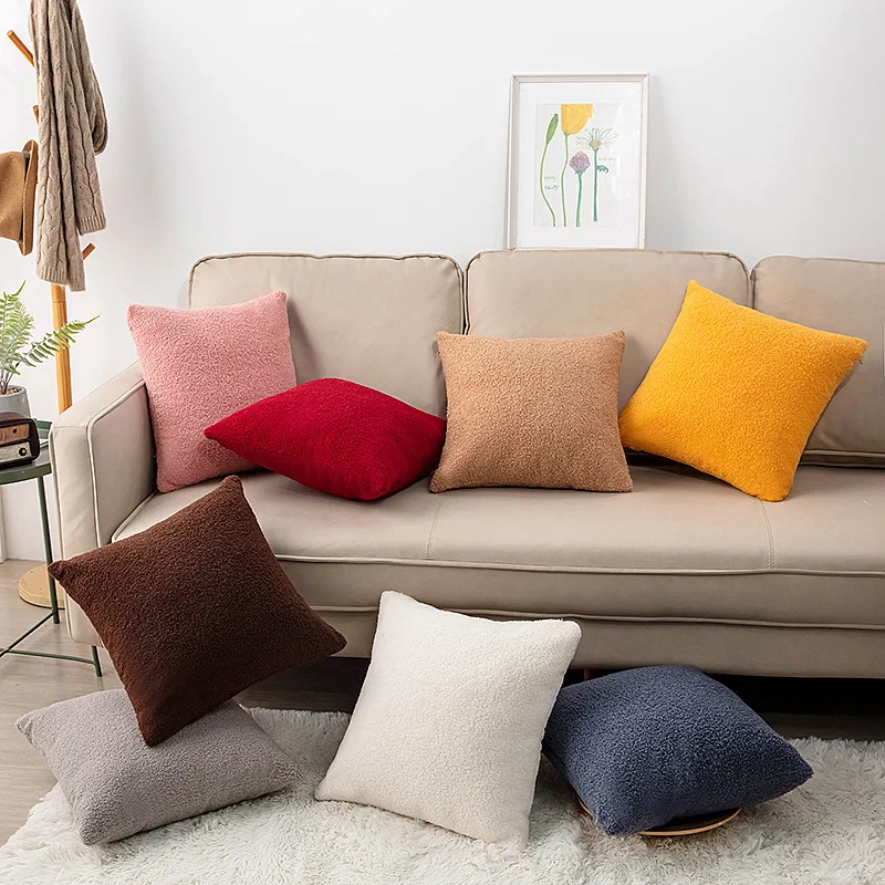Throw Pillow Case Nordic Decorative Teddy Velvet Cushion Cover For Sofa Pillowcase Seat Car 45x45cm | Дом и сад
