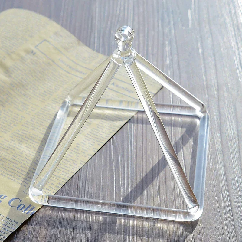 Pirámide de Canto de cristal de 3-8 pulgadas, meditación de Yoga, instrumentos curativos de sonido, torre Triangular de cuarzo transparente, tazón de sonido de cristal, regalo