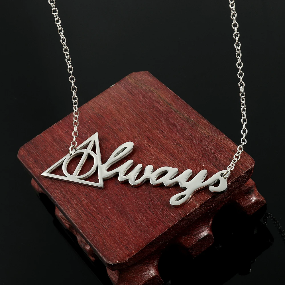 Deathly Hallows Always Pendant Necklace for Women Girls Silver