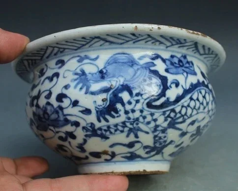 

Изысканная Китайская классическая сине-белая фарфоровая антикварная банка, окрашенная драконом