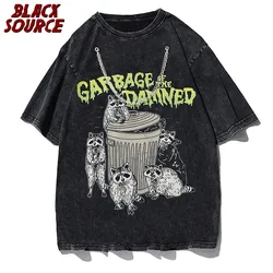 Black Source Brand Men's Raccoon Cartoon Vintage Graphic T - Shirt - XXL (Retro necklace)