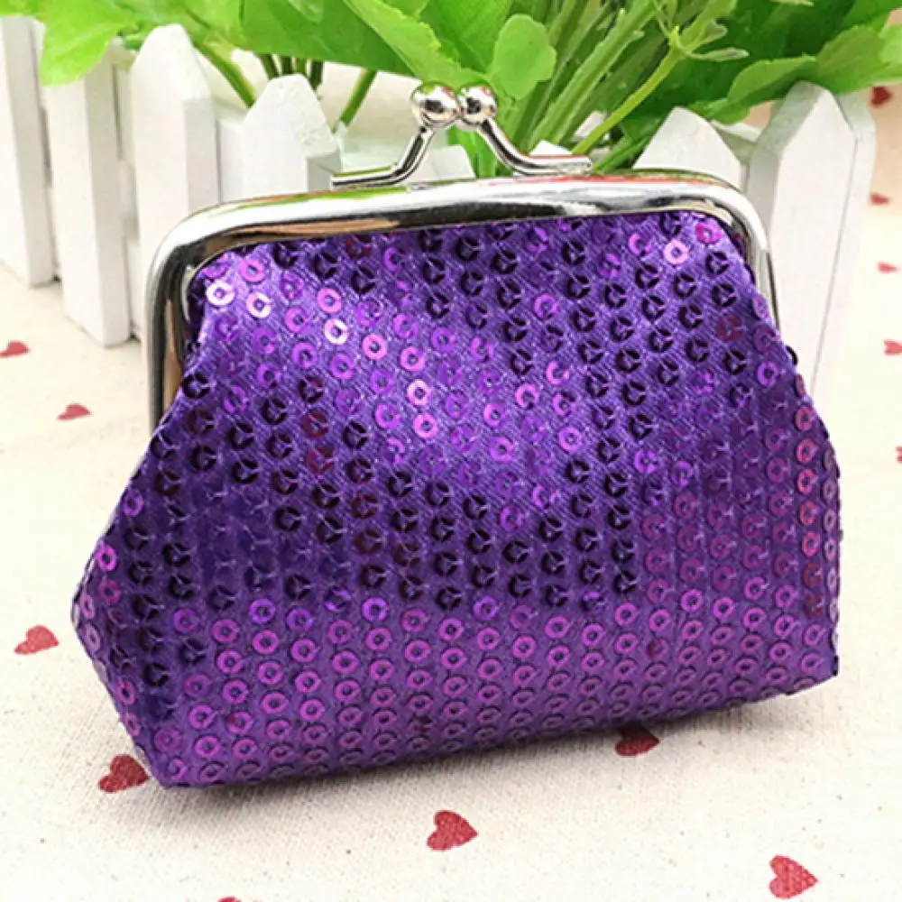 Fashion Women Sequins Buckle Mini Change Coin Purse Easy To Carry Clutch Handy Wallet Bag