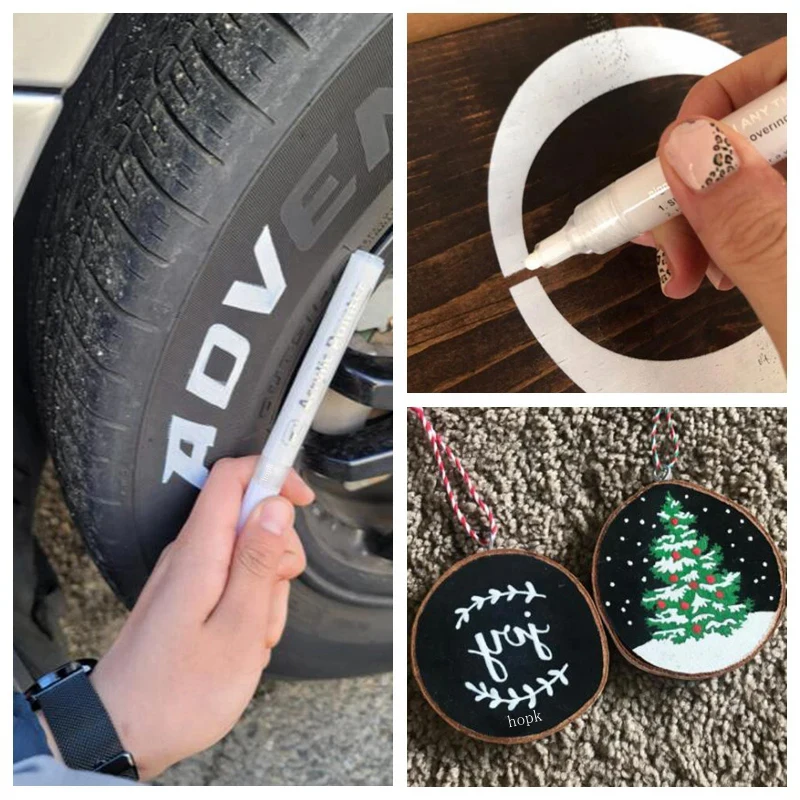 Acrylic paint markers 3Pcs/set Acrylic Markers Paint Pen Black/White/Gold/Silver for Rock Painting Stone Ceramic Tire Metal Canvas Extra-fine Tip