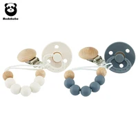 Modabebe Silicone Pacifier Chain BPA Free Baby Pacifier Anti-Drop Chain Wood Bead Pacifier Clips Dummy Chain 1