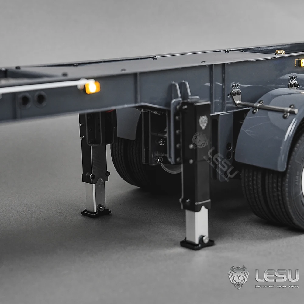 LESU 1/14 Tamiya Hydraulic Lifting Three-Axle U-Bucket Metal Semi-Trailer Dump Trailer 4