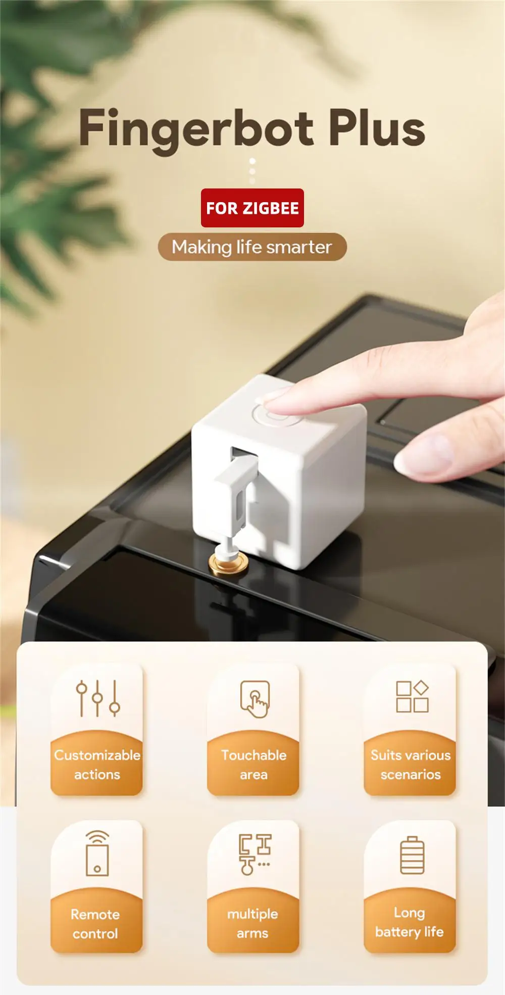 Description Picture 2 of itemTuya Smart Mesh Fingerbot Plus Switch Smart Home Rechargeable Button Pusher Arm Smart Life APP Control Support Alexa Google Home