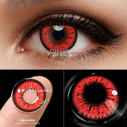 Enhance Your Look with Red Anime Cosplay Color Contact Lenses - Ideal for Halloween and Beauty Makeup, Yearly Wear, 14.5mm (BELLA - Red)