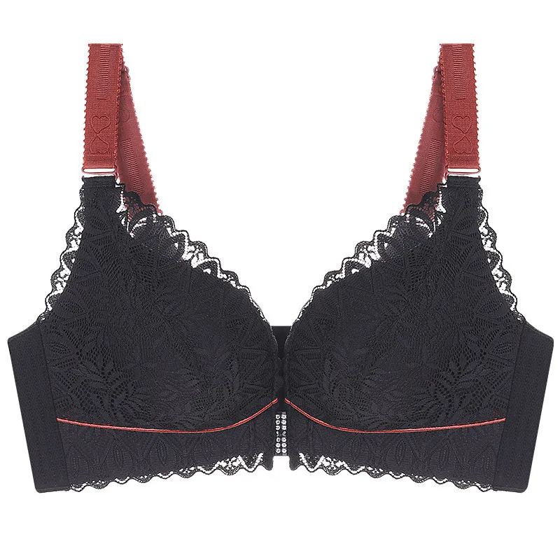 high quality sexy bras for women front closure big size cotton lace B C D E cup comfortable push up wireless lingerie underwear