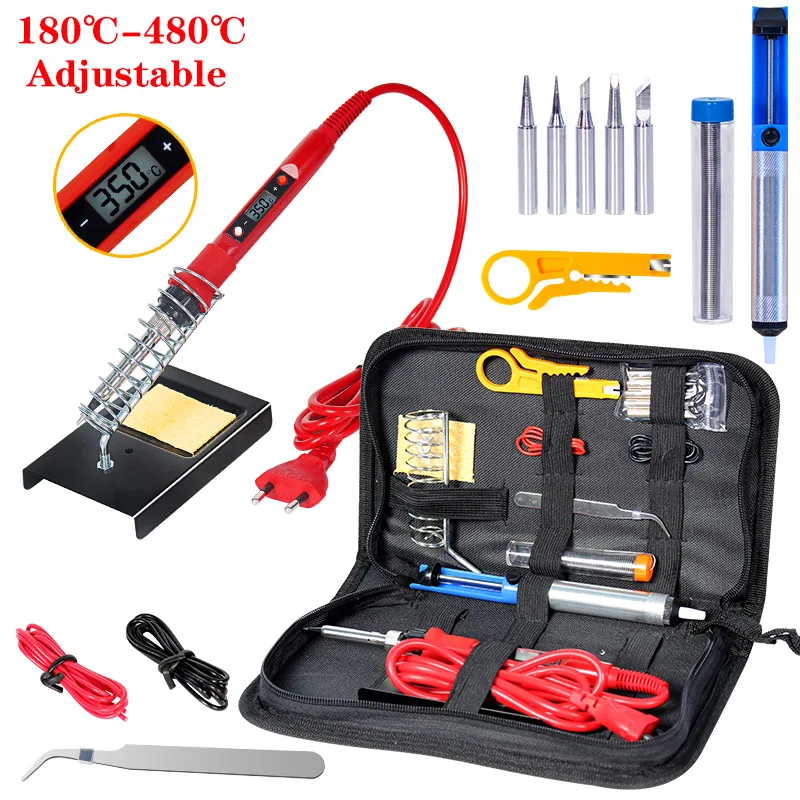 

Soldering iron kit adjustable temperature 110v 220V 80W LCD solder welding tools Ceramic heater soldering tips Electric Solderin