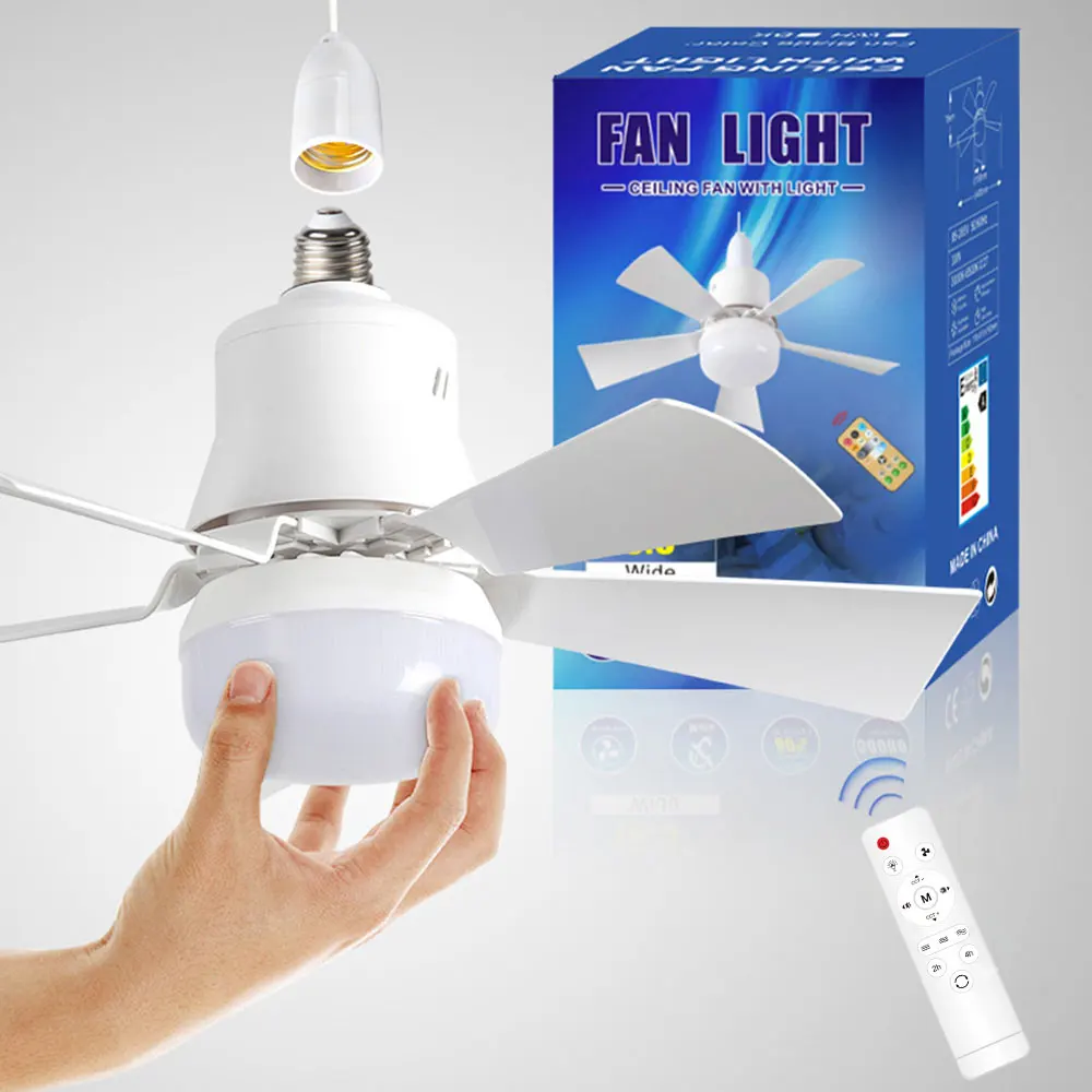 LED Ceiling Fan Lamp E27 Base Wireless Remote Control 3-Mode Dimmable Timing for Bedroom Living Room Kitchen Balcony ceiling fan led ceiling fan lights led fan light