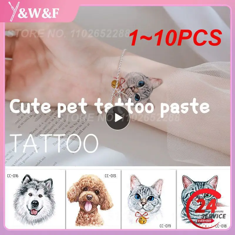 

1~10PCS Animal Waterproof Temporary Tattoo Sticker Dog Cat Environmental Tattoo Body Art Women New Cute Fun Small Tattoo