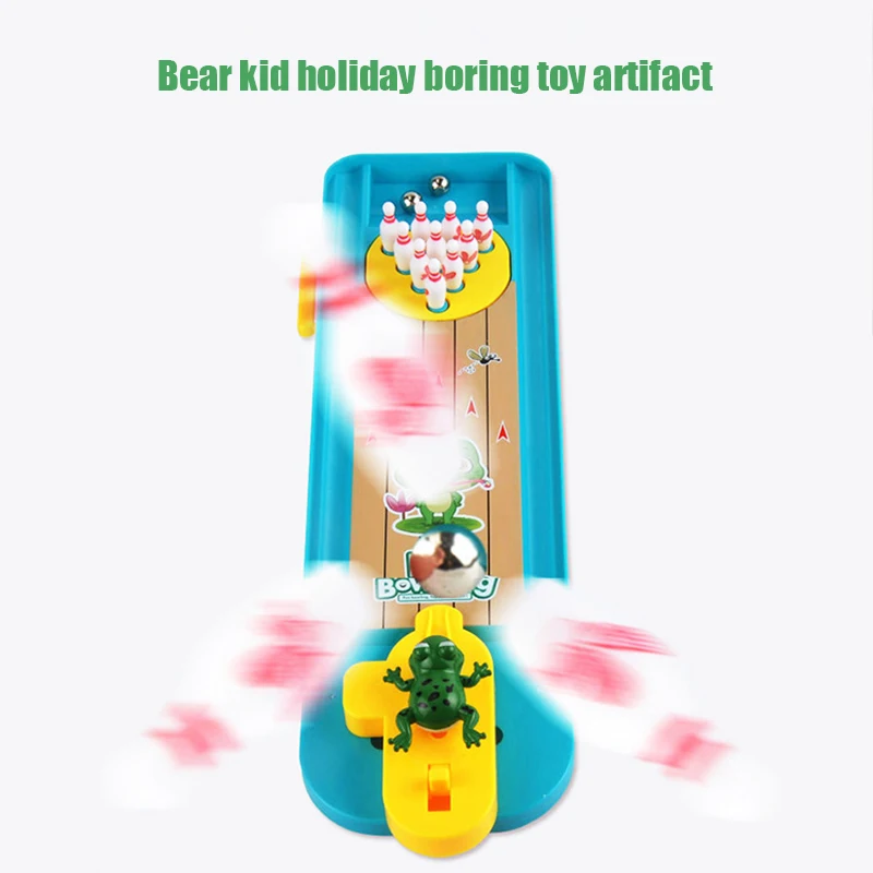 Cartoon Mini Bowling Set Toys Table Game Frog Bowling Children's Toy Party Table Interactive Sport Games Educational Kids Gifts 6