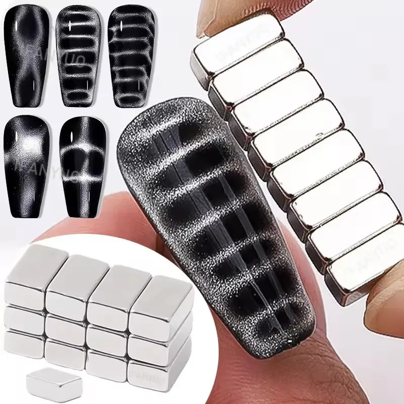 12Pcs Nail Cat Eye Strong Effect Magnet Crocodile Texture Magnetic Stick UV Gel Polish Cat Eye Gradient Rod Manicure Bar Magnetic Nail Art Tools