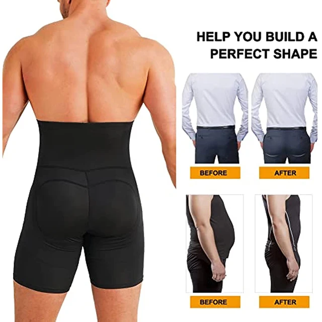 Men High Waisted Tummy Control Shorts Shapewear Slimming Training