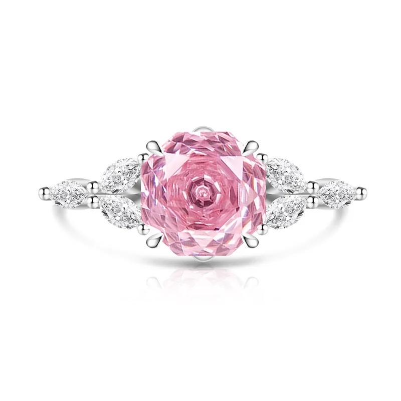 925 Sterling Silber Traumhafter Romantischer Rosengeschliffener Hochkarätiger Diamant-Blumenzweig-Ring Damenschmuck Geschenk – Detail 5