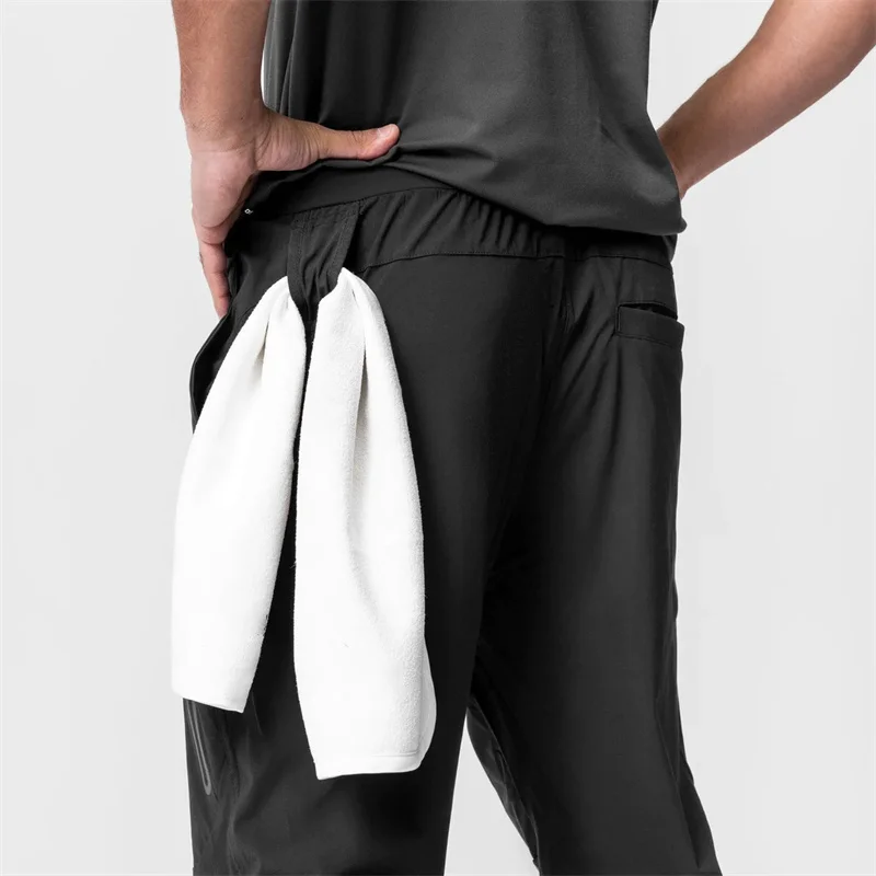 Spring Autumn Men Polyester Quick Dry Casual Sport Pants Zipper Pockets Joggers Tactical Fitness Trousers Sweatpants sport jogging trousers