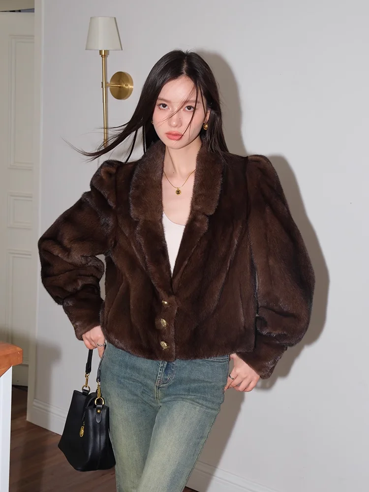 

HDHOHR 2024 New Natural Mink Fur Coat Women Real Mink Fur Coat Luxury High Quality Female Warm Thick Winter Fashion Fur Jackets