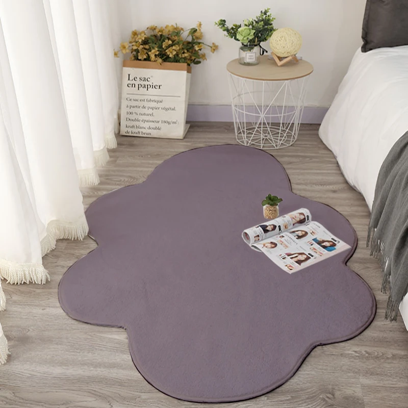 Nordic Ins Rugs for Bedroom White Cloud Shape Bedside Floor Mat Fluffy Soft Living Room Decoration Carpet Thick Plush Lounge Rug 4