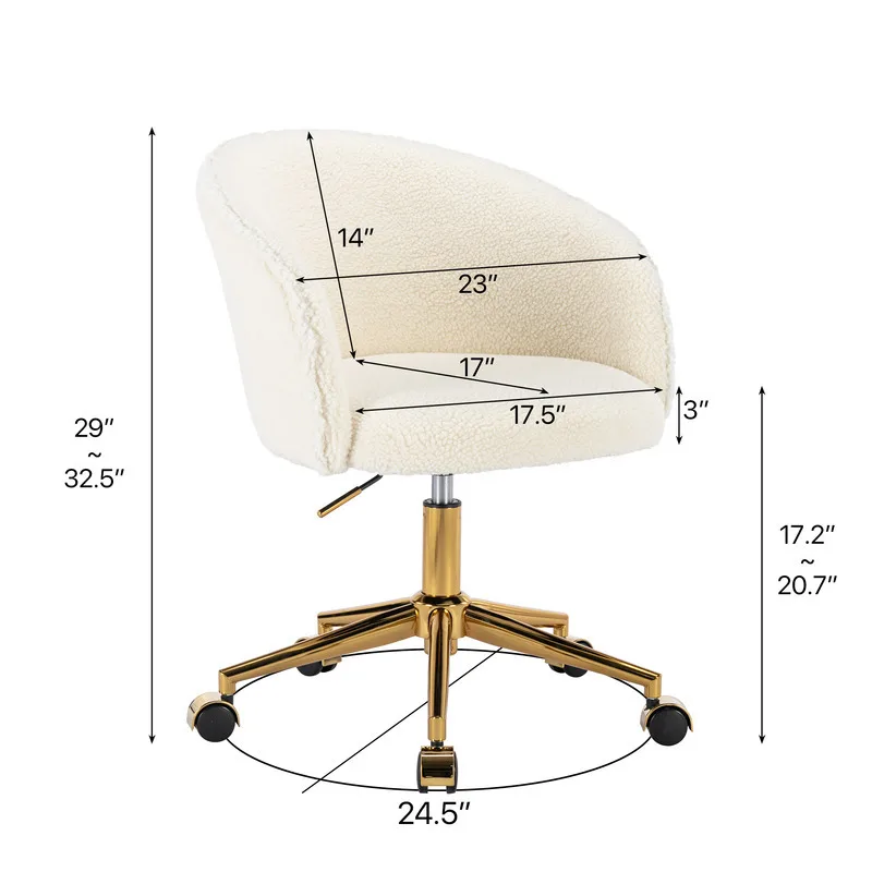 Hengming Golden Foot Office Modern Armchair  Height Adjustable  Rotary Cosmetic Chair  For Bedroom  Set Of 1 6
