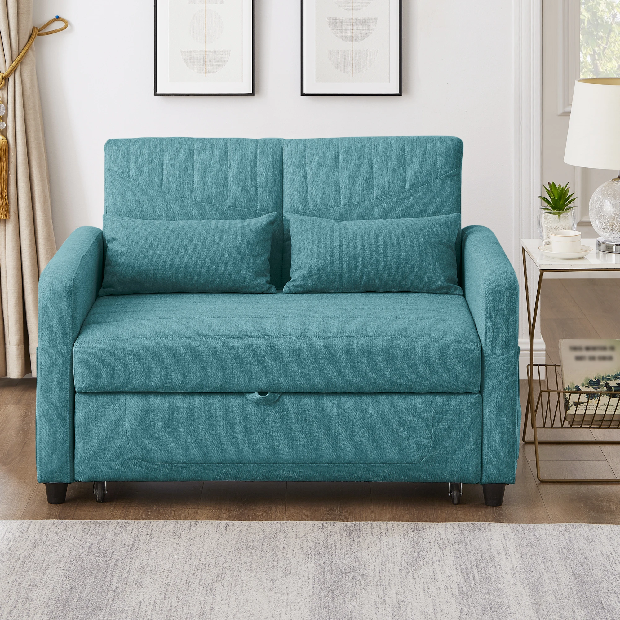 KOMHTOM Zweisitzer Klappsofa Schlicht Stil Dreistufig Verstellbare Rückenlehne Und Atmungsaktiver Baumwoll Leinen Stoff – Detail 4