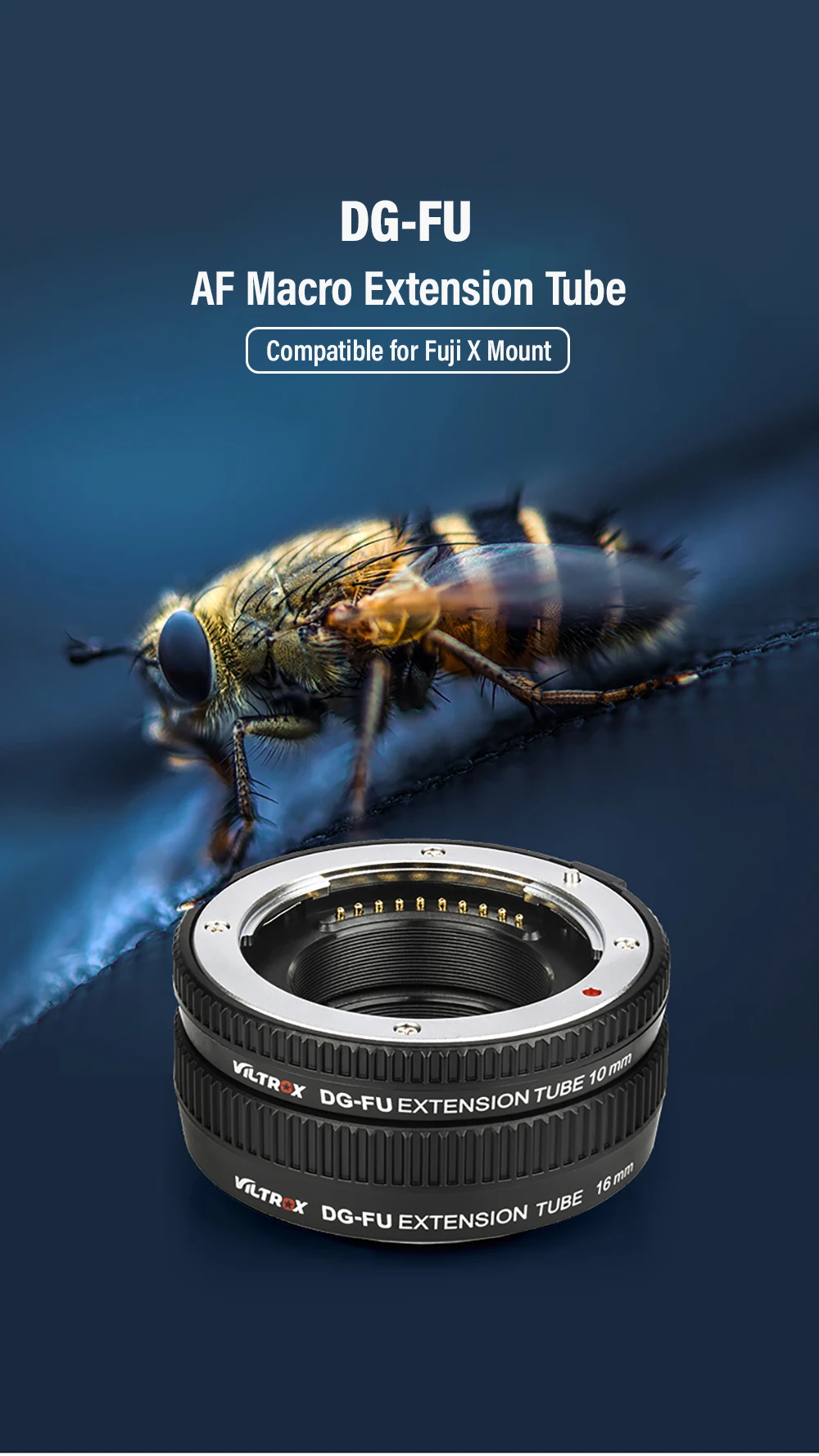 VILTROX DG-FU  AF Macro Extension Tube, Auto Focus Metal Ring, Lens Adapter Moun