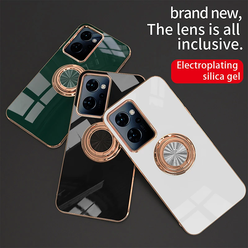 Luxury Plating Ring Holder Stand Phone Case with Back Cover